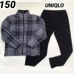 男の子　150 フリース　チェック　ズボン　パンツ　コーデュロイ　ブラック