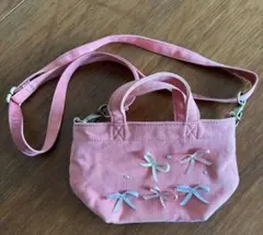 TOCCA ピンク キャンバス ポシェットショルダー リボンのサムネイル
