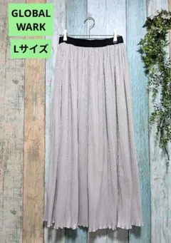 GLOBAL WORK Lサイズ グレー プリーツロングスカート