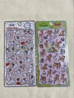 【正規品】プチドロップステッカー101匹わんちゃん　バンビ　ディズニー2種セット