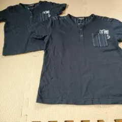 COMME CA ISM ネイビー Tシャツ 130 と90リンクコーデ