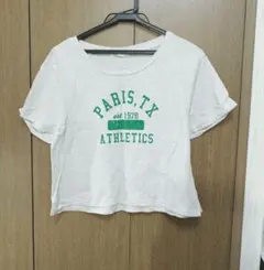 新品 ローリーズファーム 半袖 ロゴ Tシャツ ホワイト系 ショート丈 M 38