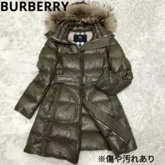 BURBERRY カーキ ダウンコート ロング フード ファー ダウン 38