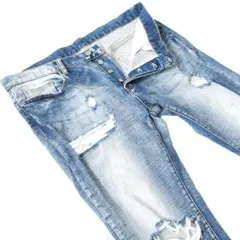 mnml 裾ジップ ストレッチスキニーデニム クラッシュ 36 W102cm