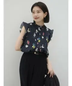 新品未使用】北川景子さん着用 ダブスタ フラワーシフォンブラウス 38