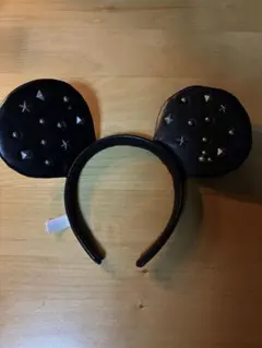 スタッズ付き黒ミッキー耳カチューシャ
