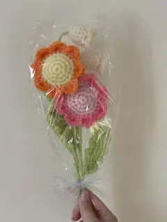 枯れない花 枯れない花束 ギフト 編み物 カラフルデイジーとすずらんの花束⑤