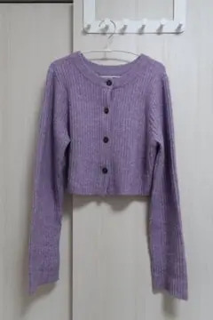 【w closet】パープル ニット クロップドカーディガン