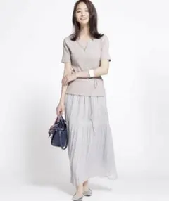 nano universe サマーニットドッキングワンピース グレー