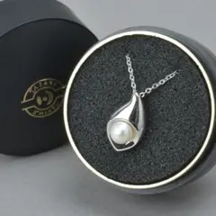 美品 TASAKIネックレス SV アコヤ真珠 パール幅6.4mm ケース付田崎