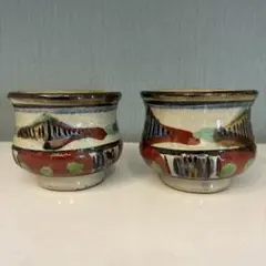 ゆ*う様 【美品】やちむん 壺屋焼 金城秀義（秀陶房）線彫魚紋 湯呑