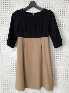 ru ワンピース(黒×ベージュ) 9号　Mサイズ