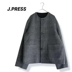 近年✨ジェイプレス　リバーコート　ウール混　リバーシブル　ノーカラー