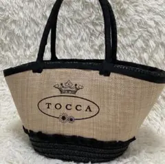TOCCA カゴバッグ トートバッグ ビッグロゴ リボン ブラック