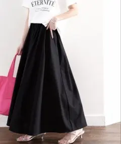 クラシカルエルフ　フレアスカート 黒 L リラックス　リネンコットンのサムネイル