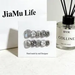 Sサイズ・1点限り 手作り 上品シルバー花ネイル