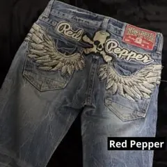 Red Pepper レッドペッパー　天使の羽＆ドクロ刺繍 Y2Kデニム 28