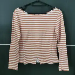 マドモアゼルノンノン ボーダー オレンジ×ホワイト 長袖 Tシャツのサムネイル