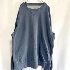 長袖トレーナー スウェット ダークブルー XLロング 大きいサイズ ゆるダボ