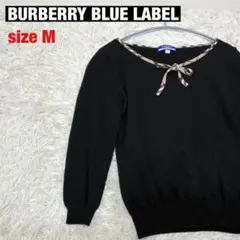 【春ニット】BURBERRY BLUE LABELノバチェック柄リボンsizeM
