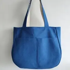 メキシカンドビー織り　ラウンドトートバッグ　ブルー