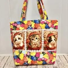 コヤンイサムチョン いちご生地ペアの仲良し猫ちゃんフリルバッグ