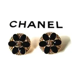 ヴィンテージCHANEL フラワーモチーフ ゴールド（黒と金）　２点セット
