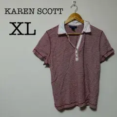 【XL】赤白 ストライプ ポロシャツ 可愛 半袖 カジュアル メンズ ボーダー