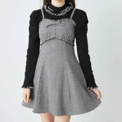 Ank Rouge 千鳥柄フレアキャミワンピース ワンピース 冬物