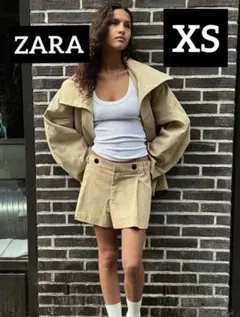 ZARA ボタン付きプリーツショートパンツ XS トレンチ スカート スコート