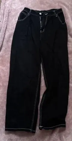 GRL ブラック デニムパンツ ホワイトステッチのサムネイル