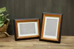 写真立て　フォトフレーム　額縁　L判　木製ブラウン額　2個セット