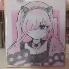 手描きイラスト 猫耳女の子.*・゜