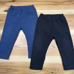 【80サイズ】UNIQLO フリース裏地 ネイビー ブラック パンツ 2点セット