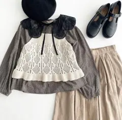 新品タグ付き　サマンサモスモス　透かし編みモールニットビスチェ　ベスト　キナリ