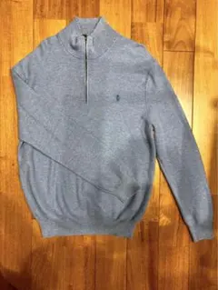 ラルフローレン　刺繍　ポニーロゴ　くすみカラー　ハーフジップ　コットンニット