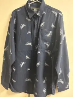 go slow caravan M ネイビー 餃子柄プリントシャツ　タグ付き