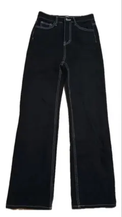 BLACKUP ブラックアップ　デニム　黒　ダークブルー フレア ハイウエスト