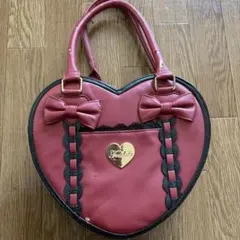 ハート型赤ハンドバッグ リボン付きのサムネイル