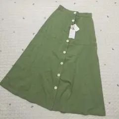 新品未使用 wcloset ステッチ ロングスカート 緑