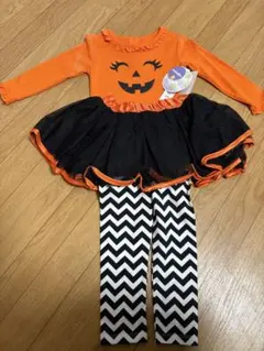 ハロウィン　コスプレ　かぼちゃ服3点セット 80 タグあり