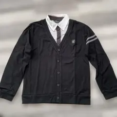 カーディガンスタイル 長袖カットソー 黒