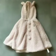 bebe ボアフード付きピンクポンチョ