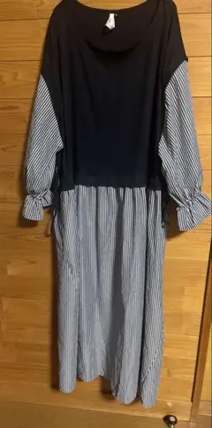 4L しまむら vanillastudio 長袖ワンピース ストライプ　ゆったり
