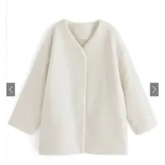 【GRL】シャギーノーカラーコート／fo1779／ホワイトF