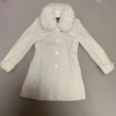 アイボリー ウールファーコート