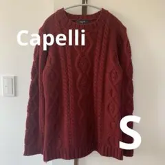【Capelli】カペリ ケーブル編み ニット セーター レッド 赤 メンズ