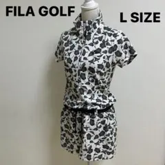 美品　フィラゴルフ 半袖 ワンピース 花柄 総柄 ハーフジップ　Lモックネック
