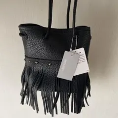 MOUSSYフリンジ付き ブラックショルダーバッグのサムネイル