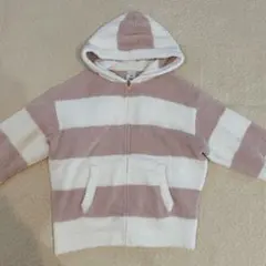ジェラートピケ もこもこパーカー ボーダー ピンクホワイト